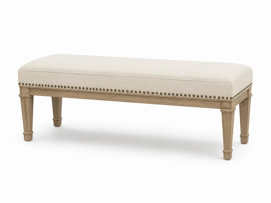 Banc en bois avec lin beige