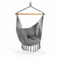 Chaise suspendue en polyester et bois de hêtre gris avec coussin