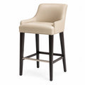 Tabouret en cuir synthétique beige et bois massif foncé