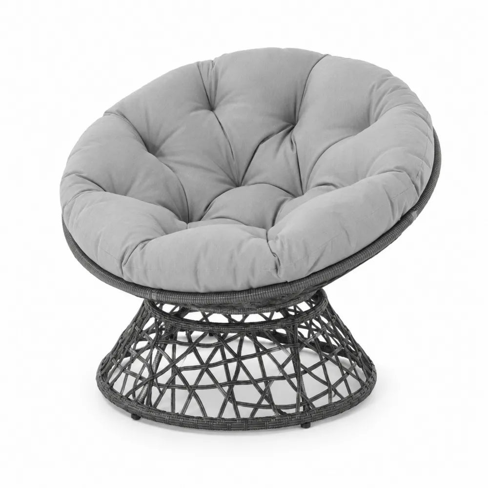Chaise circulaire en résine avec coussin rembourré gris