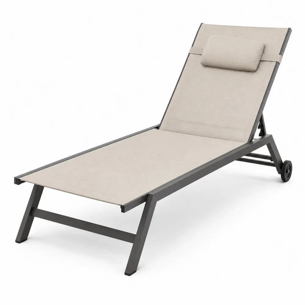 Chaise Longue Extérieure Aluminium Beige