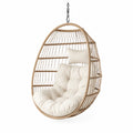 Fauteuil suspendu en rotin synthétique avec coussin beige