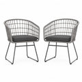 Ensemble de 2 chaises d'extérieur en corde avec coussin anthracite, structure acier