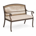 Banc de jardin en aluminium et osier synthétique marron avec coussin beige