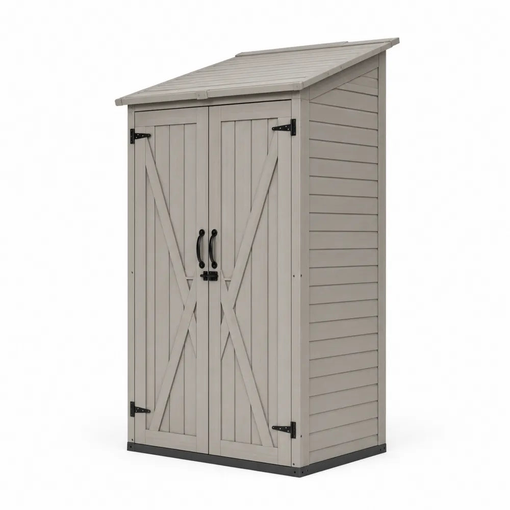 Abri de jardin en PVC gris 140x75x180 cm