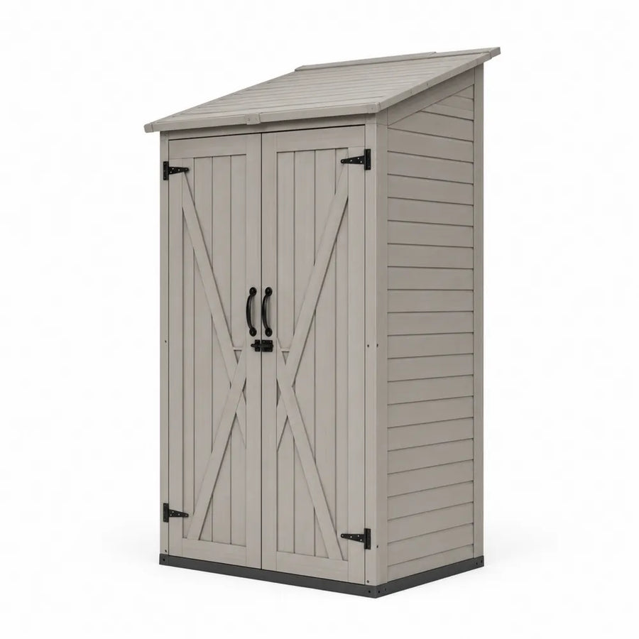 Abri de jardin en PVC gris 140x75x180 cm