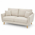 Canapé en tissu polyester beige avec pieds en bois