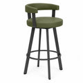 Tabouret de bar en cuir synthétique vert olive et acier