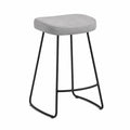 Tabouret de bar en tissu gris polyester avec cadre en acier, 75 cm