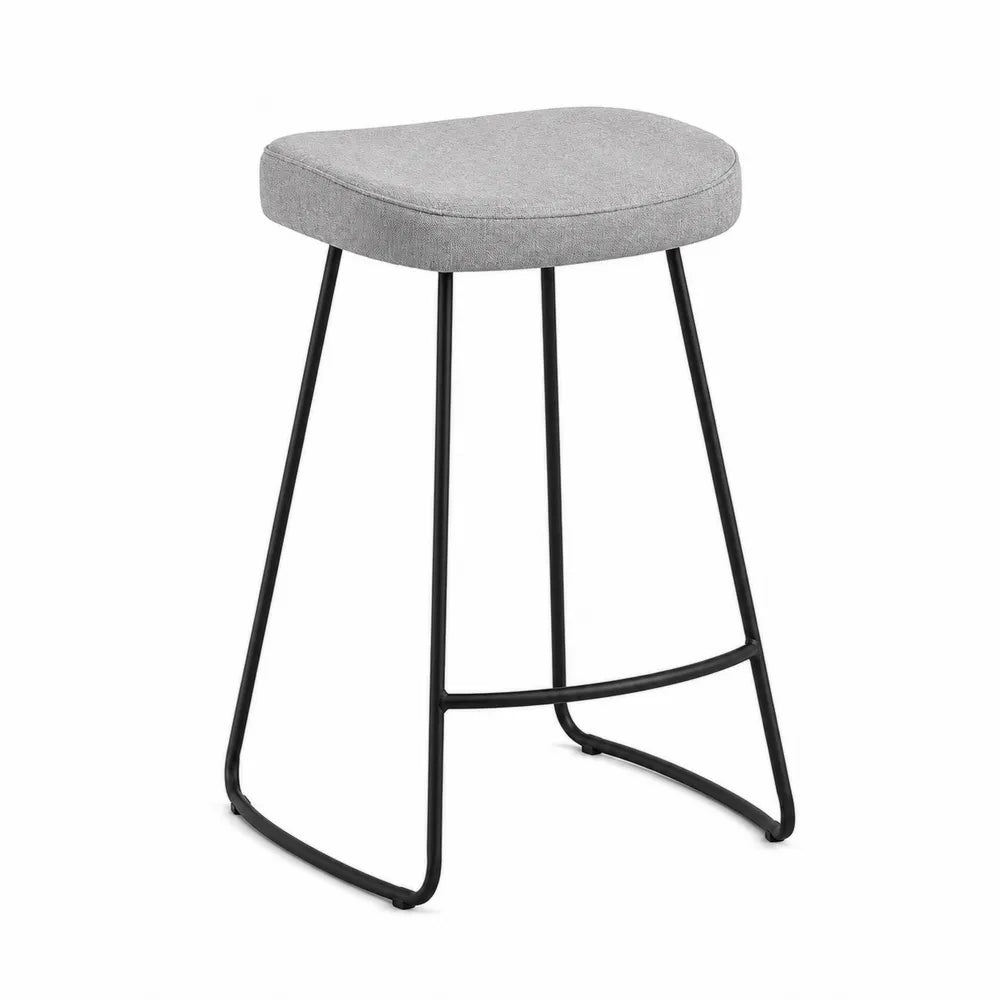 Tabouret de bar en tissu gris polyester avec cadre en acier, 75 cm
