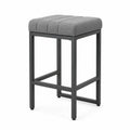 Tabouret en métal avec assise en tissu gris