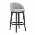 Tabouret de bar pivotant en bois et tissu gris clair, hauteur d'assise 75 cm