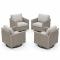 Ensemble de 4 fauteuils pivotants en résine tressée gris avec coussins en polyester
