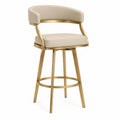 Tabouret de bar en cuir synthétique beige et métal doré